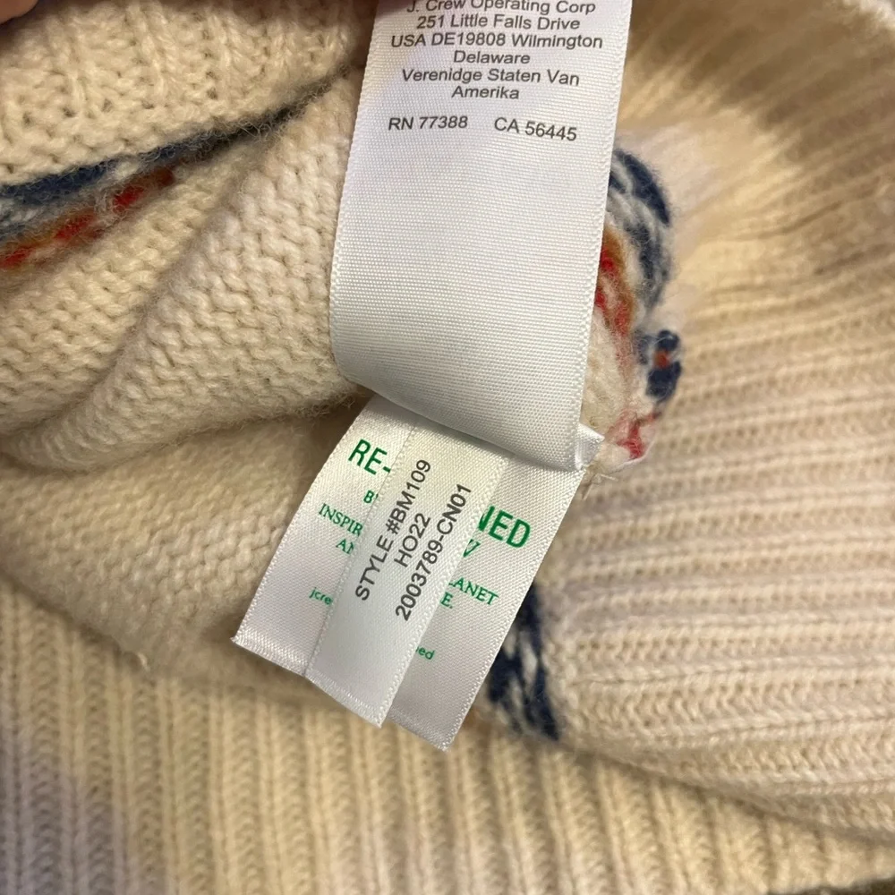 M26 J. Crew Mens Lambswool Fair Isle Yoked Crewneck Sweater